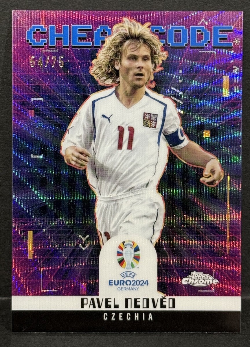 2024 Topps Chrome UEFA EURO Czechia Pavel Nedved Cheat Code Blue