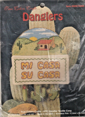 ''MI CASA - SU CASA'' Danglers - Vtg Counted Cross Stitch by True Colors Crafts