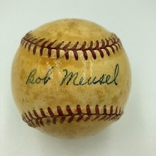 The Finest Bob Meusel Single Signed Baseball 1927 New York Yankees Beckett COA