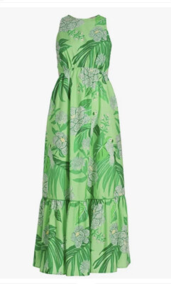 Farm Rio Women Dewdrop Floral Green Sleeveless Cotton Midi Dress Sz XL |  eBay