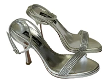 Francesco Sacco Leather Shoes Silver Swarovski Crystal Size 36 $420 Italy #616