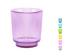 Set 6 bicchieri assortiti in vetro colorato Groove impilabili - H&H