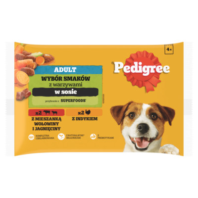 Pedigree Adult 4x100g Auswahl an Geschmäckern Feuchtfutter Hunde Rind Lamm Pute