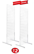 Only Hangers Commercial Grid Unit, 2' x 6' with Legs, White Set of 2 