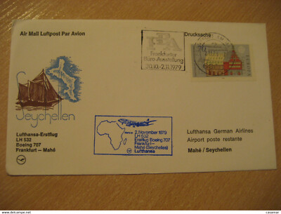 MAHE Frankfurt 1979 Lufthansa Airline Boeing First Flight Cancel Cover SEYCHELLE