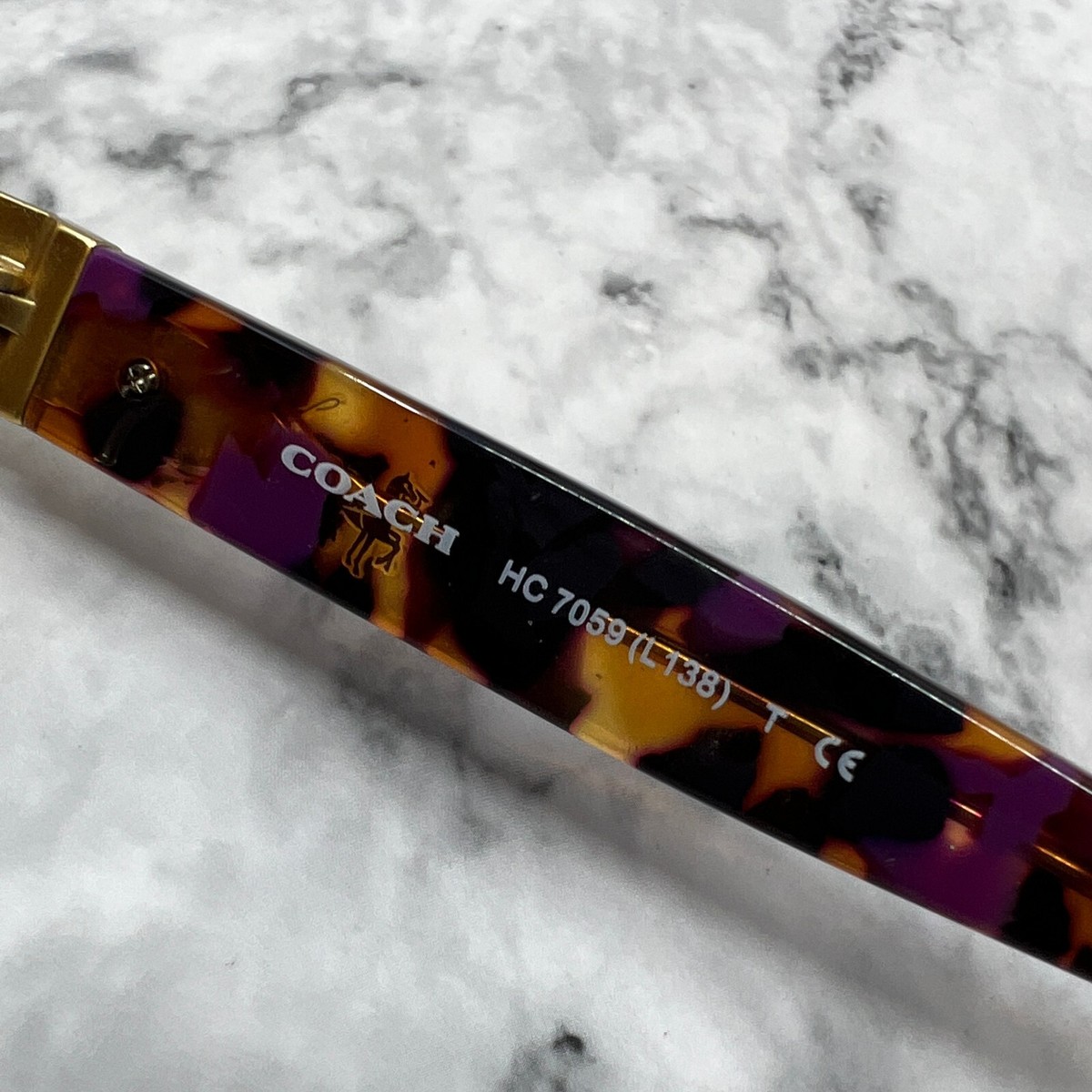 Coach Sunglasses Women\'s HC7059 Gold/Gray/Purple Confetti 58-15-135 FRAMES ONLY Coach HC7059 (L138) 924890 (Gold/Purple Confetti) Sunglasses  main image 2