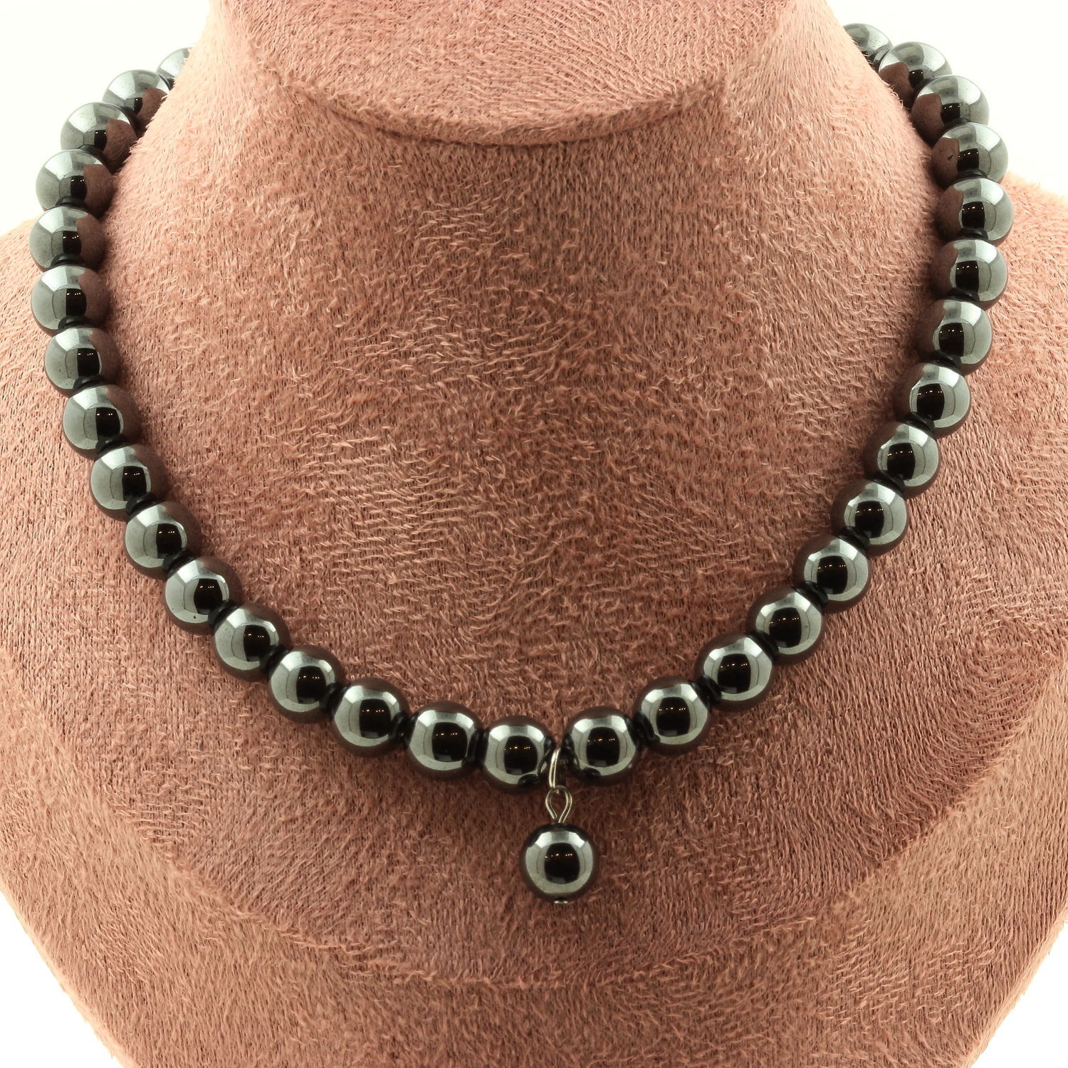 Collier en hématite 8 mm et chaine en acier à porter au quotidien