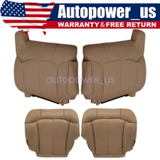 Driver & Passenger Leather Bottom & Top Seat Cover Tan For 1999-2002 GMC sierra