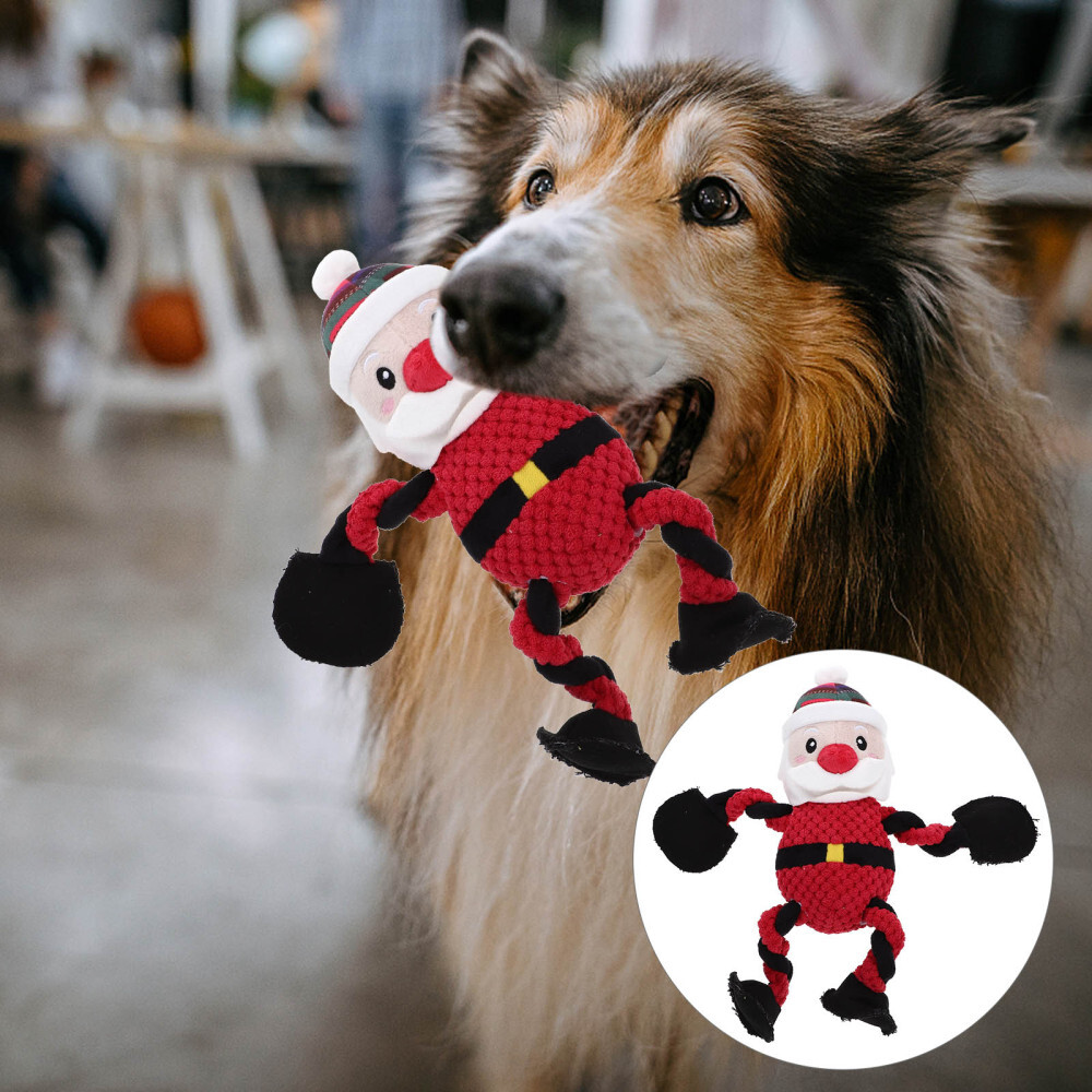 Christmas Elk Santa Style Squeaky Durable Chewable Plush Dog Toy (Santa