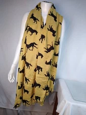 Scarf Horses Gold w Black Womens Equestrian Long Fringe 76" x 38" Dressage