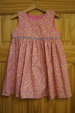 Handmade girls vintage retro romany pinafore dress age 2 pink with star flowers