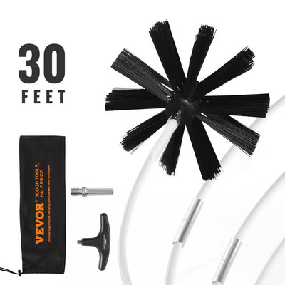 30 Ft. Dryer Vent Cleaner Kit Duct Cleaning Brush Tools Lint Remover (22-Pieces)
