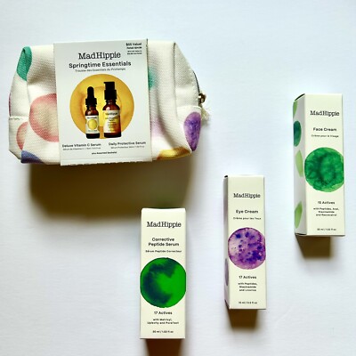NEW! Mad Hippie SET w/SPRING BAG Vitamin C, Eye + Face Cream, Peptide Serum RARE