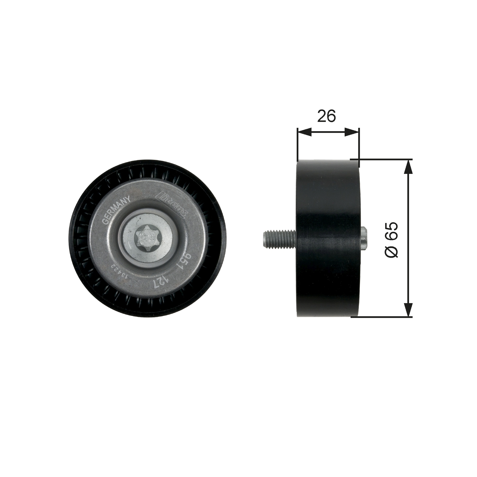 GATES T36437 Deflection/Guide Pulley, V-ribbed belt for MERCEDES-BENZ