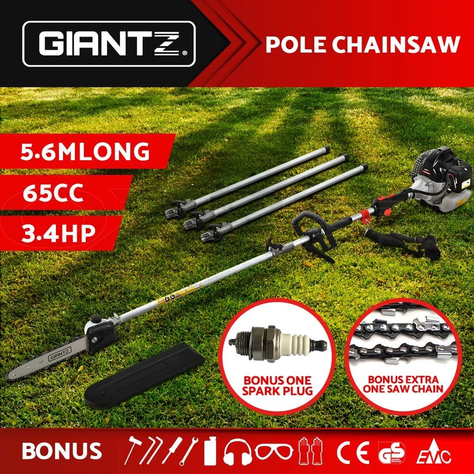 Giantz 65CC Pole Chainsaw Petrol Saw Chain Tree Pruner Extended Spark Plug