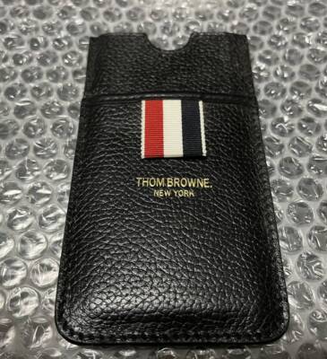 Thom Browne New York Tricolor Leather Case Set Of 2 Black