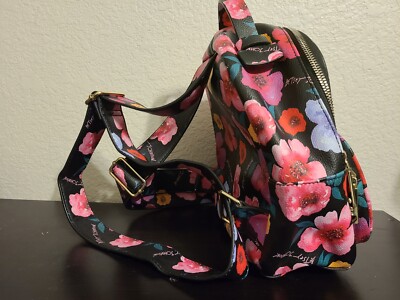 BETSEY JOHNSON Black Mini Backpack With Floral Design Pre  display picture 2