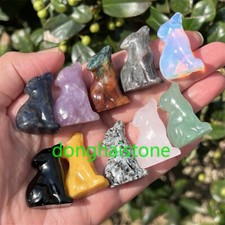 10PCS Natural Mixed Wolf Skull Quartz Crystal Carved Skull Figurines Random