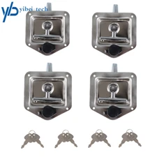 4PCS Trailer Door Latch T-Handle Locking w/Key Fit For Camper RV Truck Tool