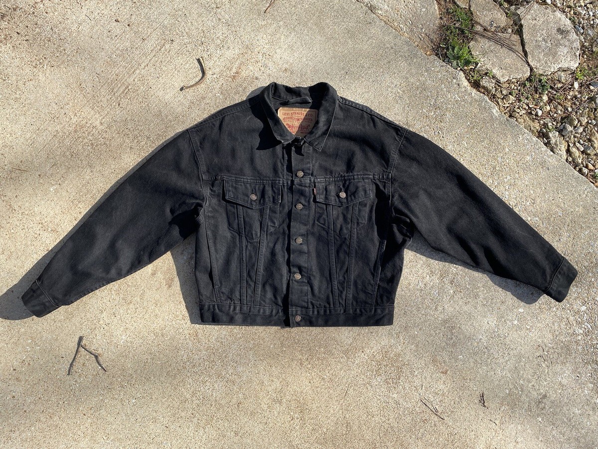 ジャケット・アウター Levi's 70598 4159 Black denim Jacket Vintage Levi's Faded Black Denim Trucker Jacket XXL Mens