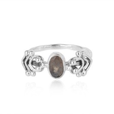 Natural Labradorite Gemstone Oxidized 925 Fine Silver Handmade Ring Jewelry