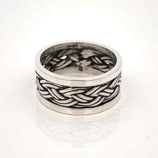 9mm Wide Woven Braided Sterling Silver Ring Band  925  Size 7.25  ET561