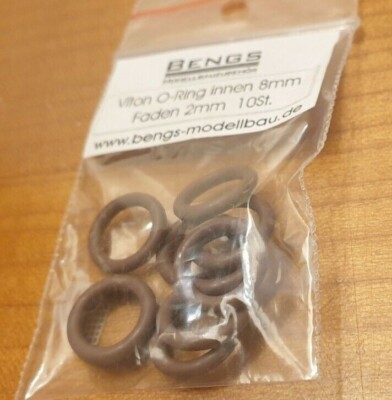 10 Stck. Viton O-Ringe Bengs Modellbau  Innendurchmesser 8mm Fadenstärke 2mm