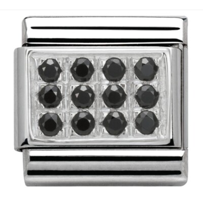 Genuine Nomination  S/Steel Pave Charm, 12 Cz Stones In Sterling Silver RRP £54