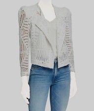 575 IRO Women's White Elgua Open-Front Lace Crochet Open Jacket US 4/EU 36