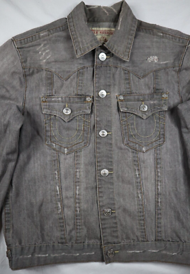 TRUE RELIGION Men's Size L Gray Jean Jacket READ | eBay