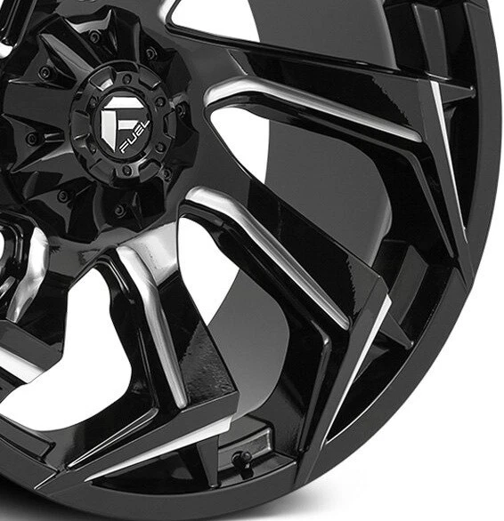 22 FUEL REACTION GLOSS BLACK MILLED WHEELS RIMS F-150 GMC RAM 1500 22X12 Foto 3 de 4