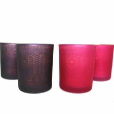 2tlg. Set Windlicht orientalisch Kerzenleuchter Teelichthalter pink oder lila