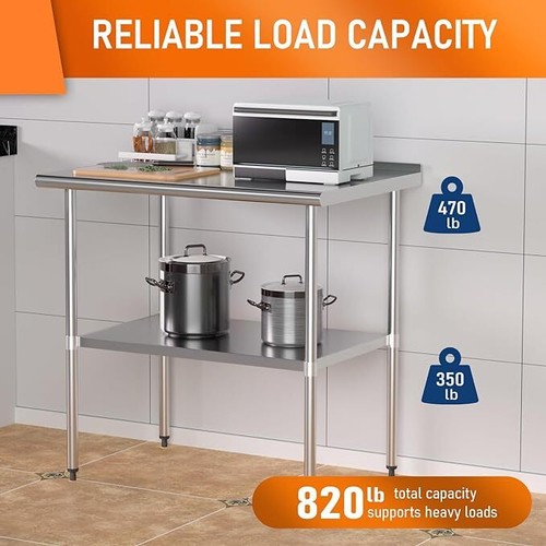 Stainless Steel Commercial Kitchen Food For Prep Table Work with Backsplash NSF - Picture 51 of 67