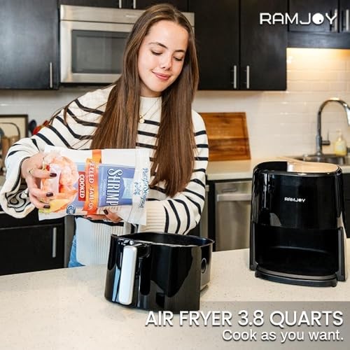 Compact 3.8QT Air Fryer for 1-2 People with 8-in-1 Functions Including Roasting