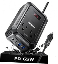 200W Car Power Inverter, DC 12V to 110V AC, PD 65W/30W USB C QC 18W Black