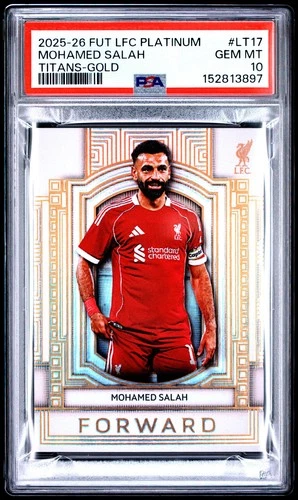 Mohamed Salah 2025-26 Futera Liverpool FC Platinum Titans #LT17 Gold /10 PSA 10