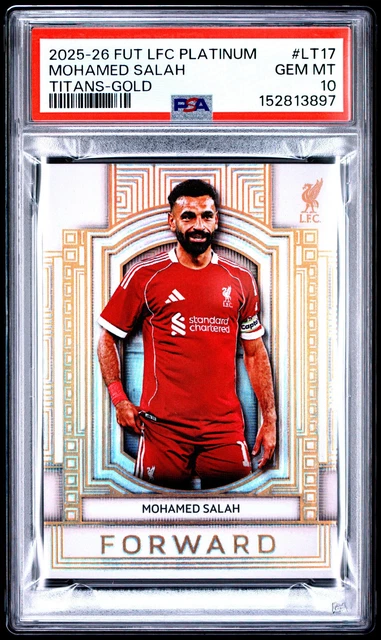 Mohamed Salah 2025-26 Futera Liverpool FC Platinum Titans #LT17 Gold /10 PSA 10