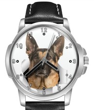 Alsaziano Pastore Tedesco Animali Cane Raro Pelle Cinturino Regalo Polso Watch