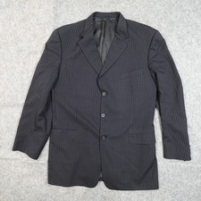 Vintage Burberry Blazer Mens 44L Wool 3 Button Single Breasted Pinstripe Union