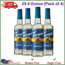 Torani Sugar Free Syrup, Vanilla, 25.4 Ounce, Pack of 4, Gluten Free, 0 Calories