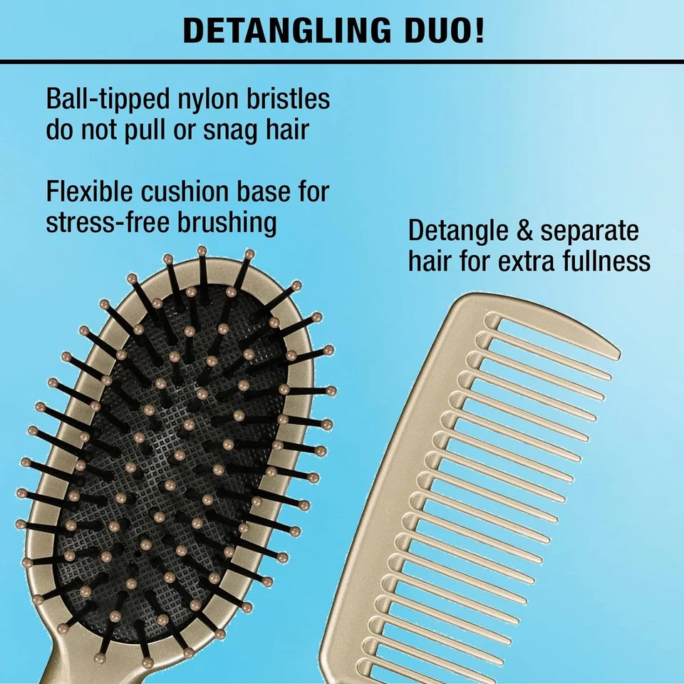 Detangling Hair Brush and Wide Tooth Comb Set 2 Pack Travel Size Random Color - Image 3 of 4