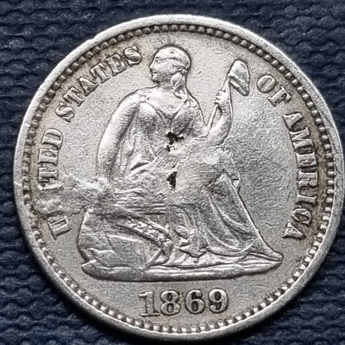 1869 S Seated Liberty Half Dime 5c Better Grade XF Details #96538