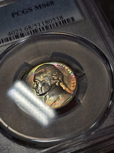 1944 D Silver War Nickel NGC MS68 Toned Finest Known Pop 4/0 Rainbow Toned GEM - 第 5/11 張圖片