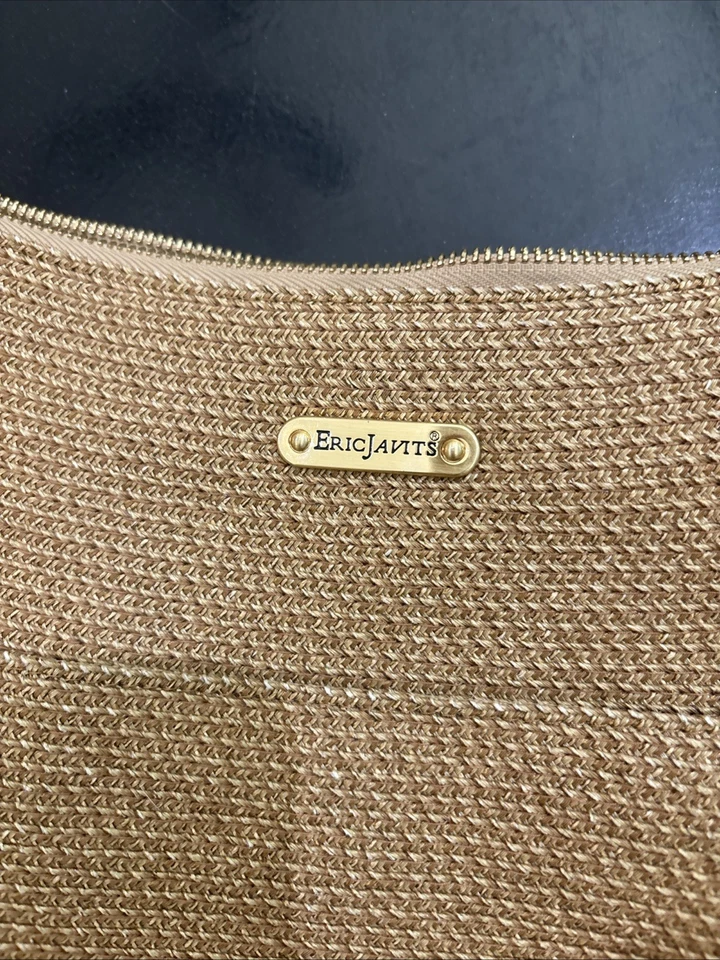 Eric Javits Women's Vintage  Beige  Purse  With Chain Strap And Yellow Lining - Image 2 of 3