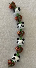 New 6.5 Strand Panda Bears Hearts LampWork Glass Beads 17-18mm/Animal Beads
