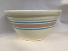 Large McCoy  12” Oven Ware USA Pink & Sky Blue Banded Mixing Bowl Pottery Stone