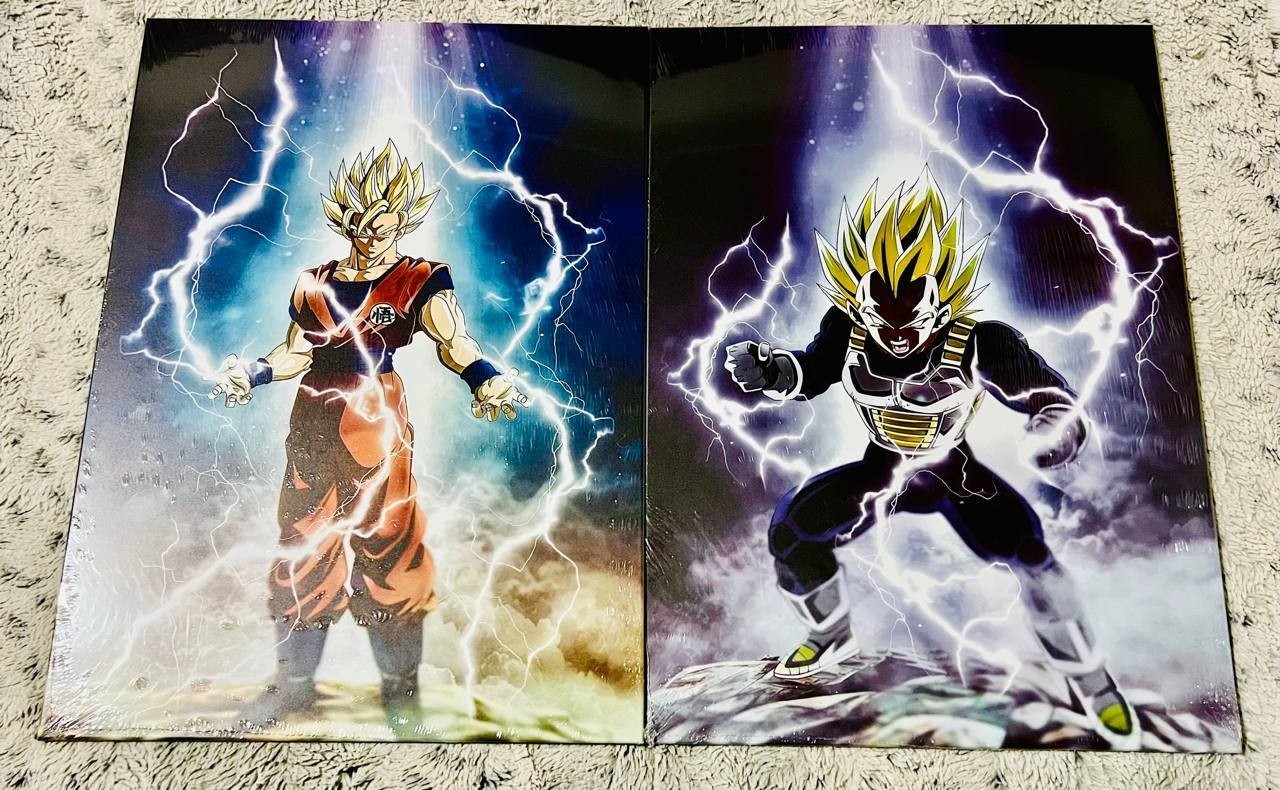 Carteles artísticos DRAGON BALL Z SUPER SAIYAN GOKU & VEGETA METAL MATE 17,7x12,6 *NUEVO*