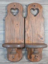 Pair of Vintage Handmade 16 WOOD Heart Cut Ou...