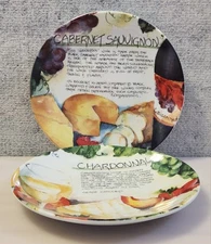 2 Cabernet Sauvignon Decorative Cheese Dessert Plate Deborah K. Ellis SBCD (M17)