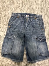 True Religion Cargo Shorts Jet Black White Stitch Style 108056 Size 36 — listing 2